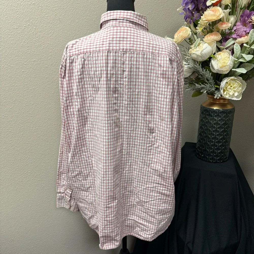 IZOD Red White Gingham Check Button Down Shirt XL 100% Cotton Classic Prep - Picture 4 of 8